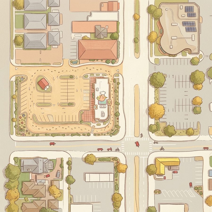 Illustrated map of Chick-fil-A