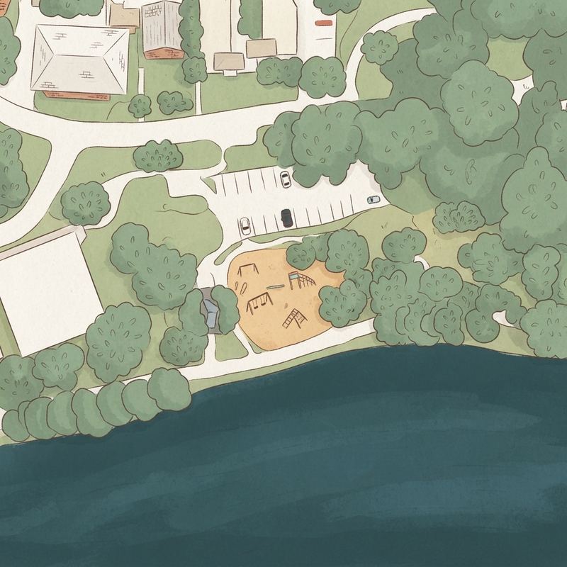 Illustrated map of Child's Play at Bachman Lake