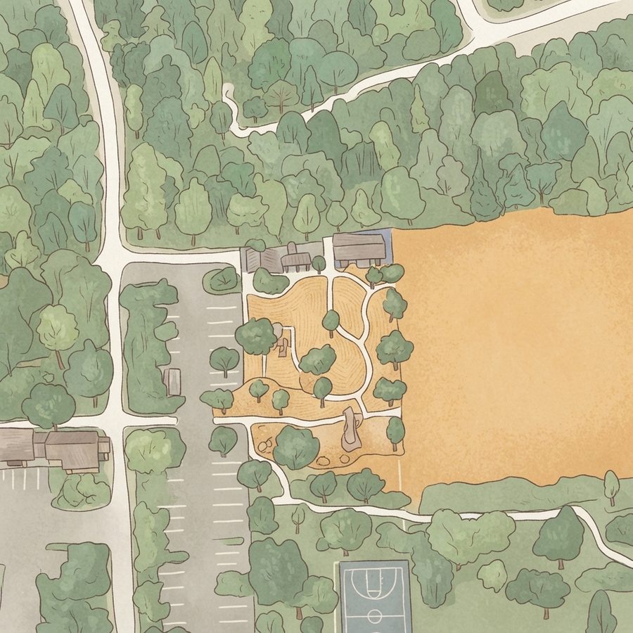 Illustrated map of Children's Nature Play Area