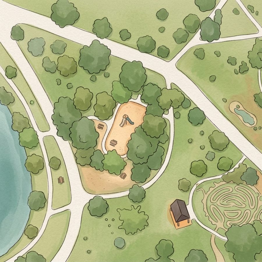 Illustrated map of City Park Nature Play