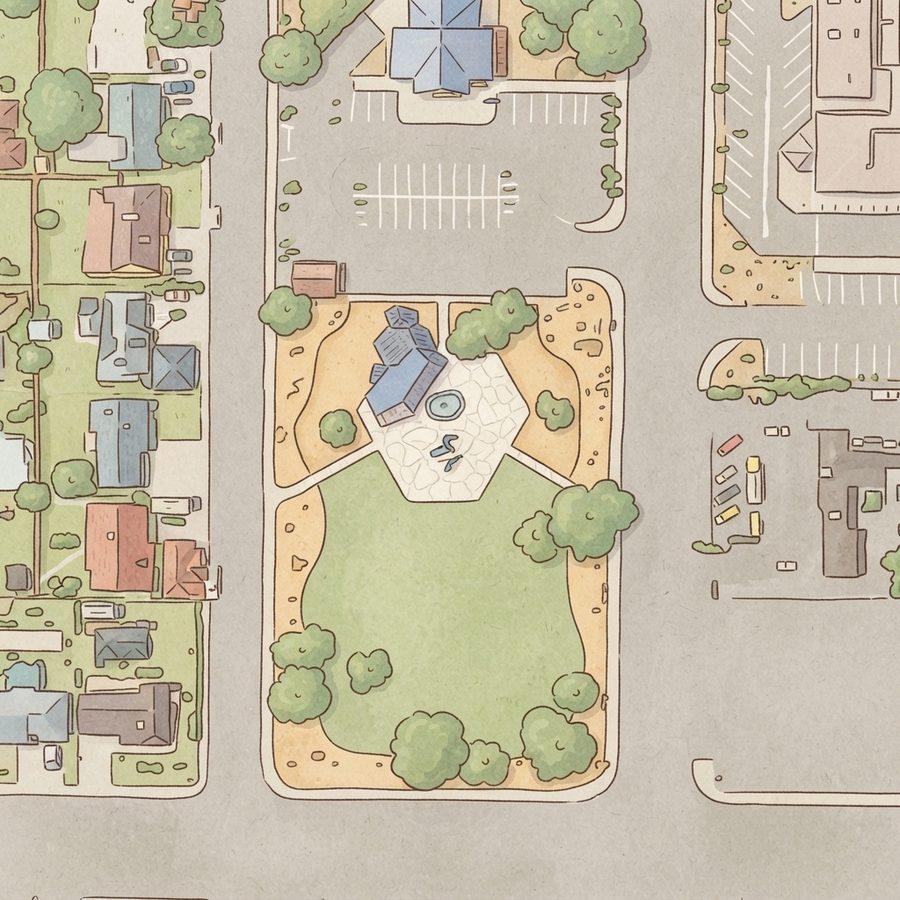 Illustrated map of Clarence Ray Memorial Park