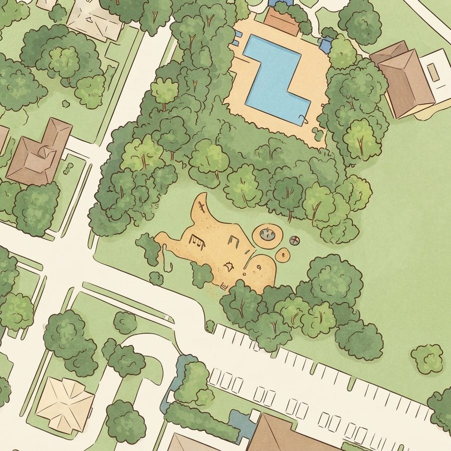 Illustrated map of Clark Henry Park