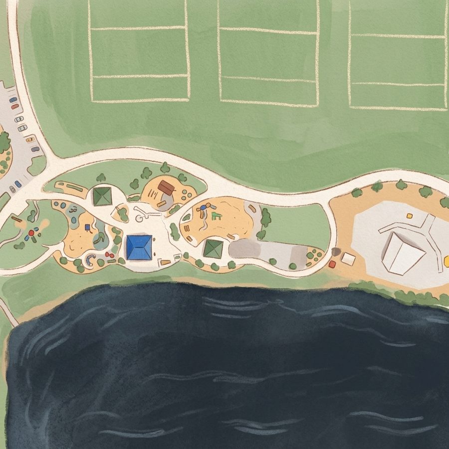 Illustrated map of Clear Creek Valley Park