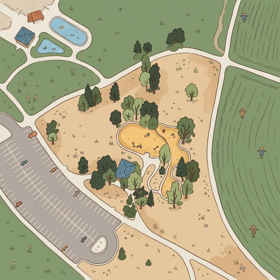 Illustrated map of Clement Park Splash Pad