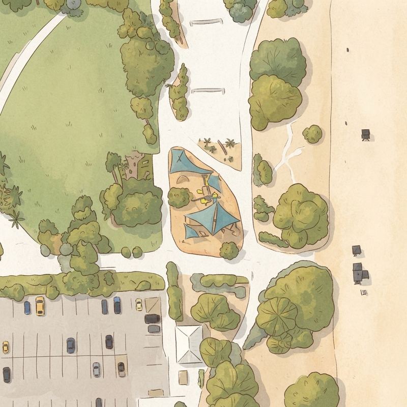 Illustrated map of Close Beach