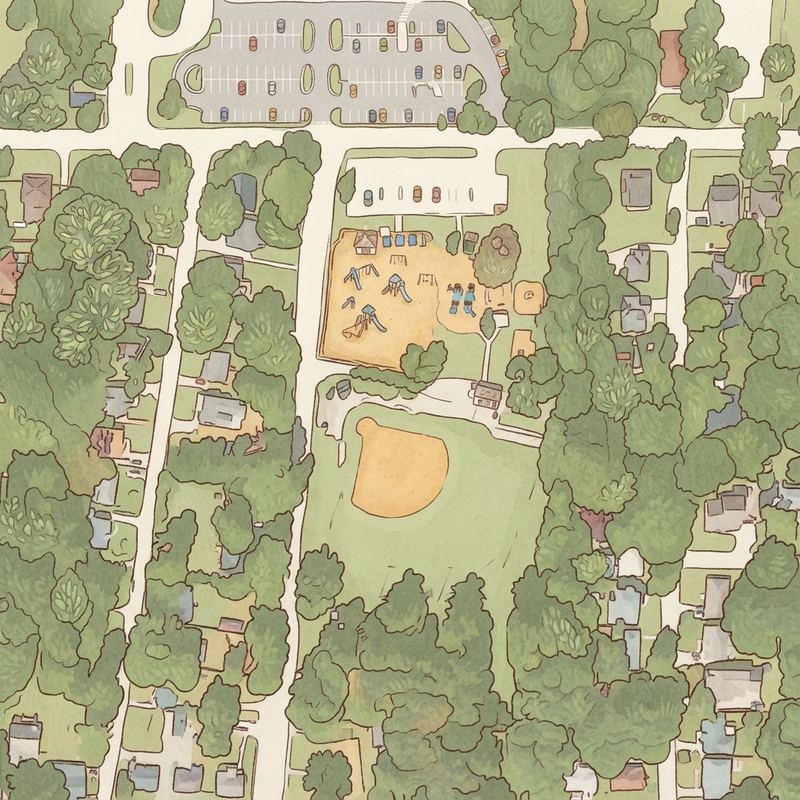 Illustrated map of Cobb Park and Kidscape Village I & II