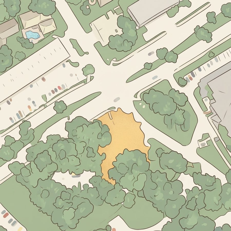 Illustrated map of Collins Park - Ball Fields