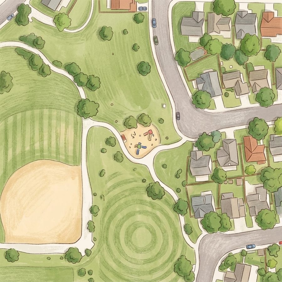 Illustrated map of Columbine Meadows Park