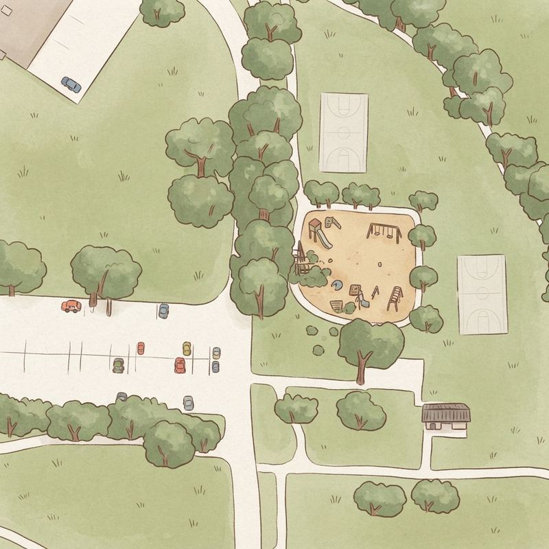 Illustrated map of Community Park Baseball Fields