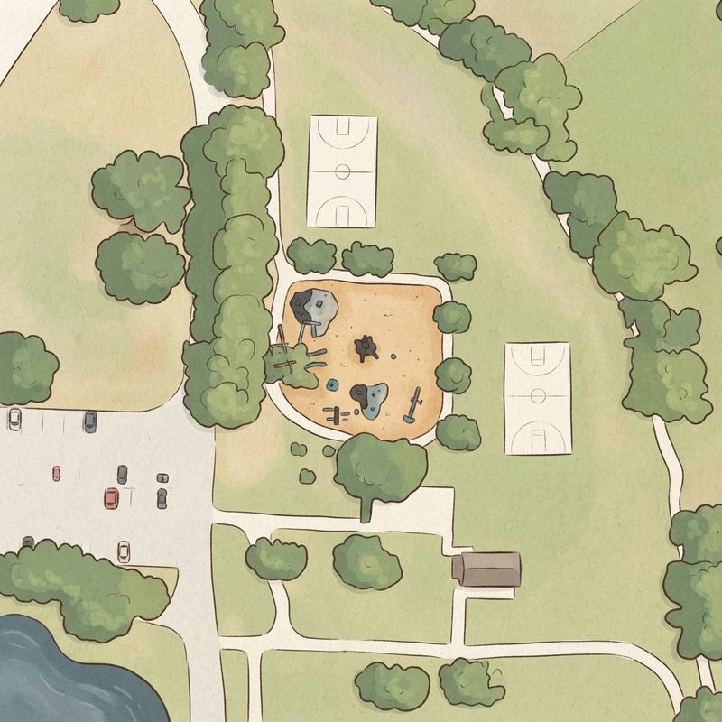 Illustrated map of Community Park Playground & Pickleball