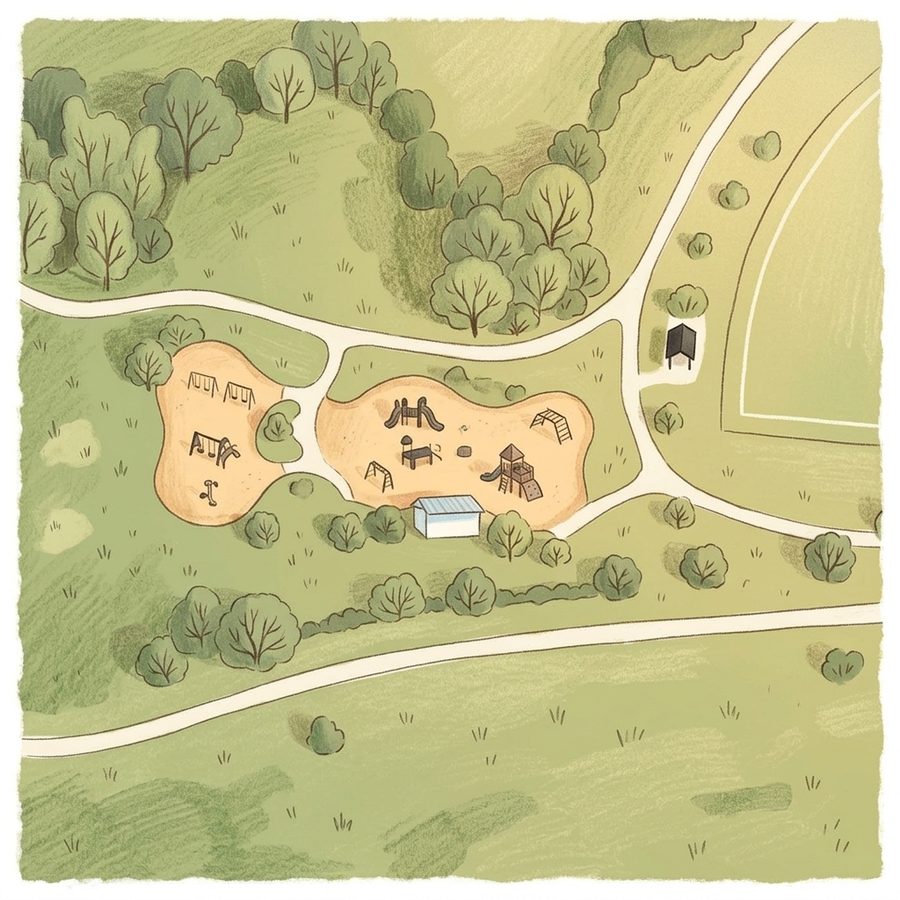 Illustrated map of Community Park Playground