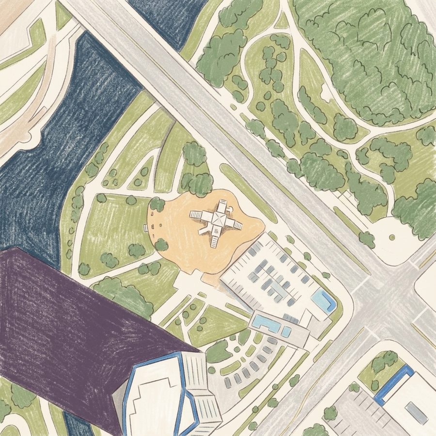 Illustrated map of Confluence Park