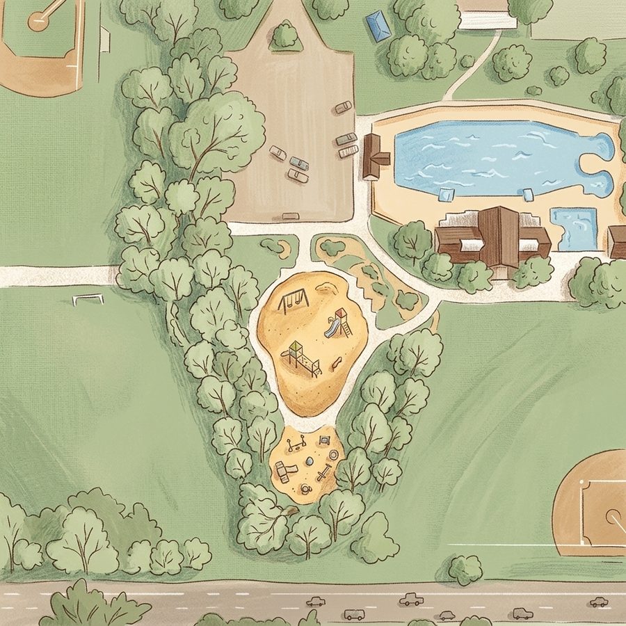 Illustrated map of Congress Park Reservoir