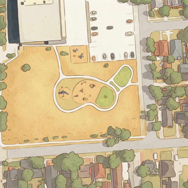 Illustrated map of Cool School Neighborhood Park at Arturo Salazar Elementary