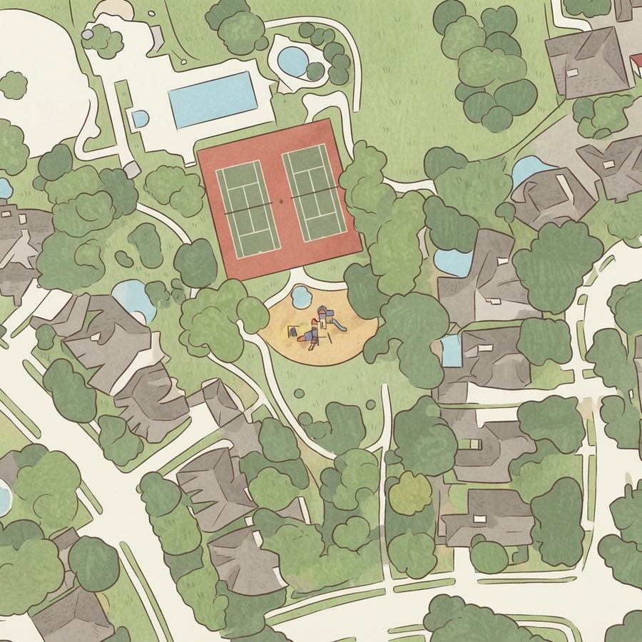 Illustrated map of Copper Lakes Pool at Longenbaugh
