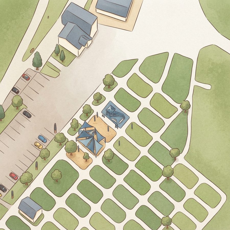Illustrated map of Cornelia Fort Airpark at Shelby Bottoms