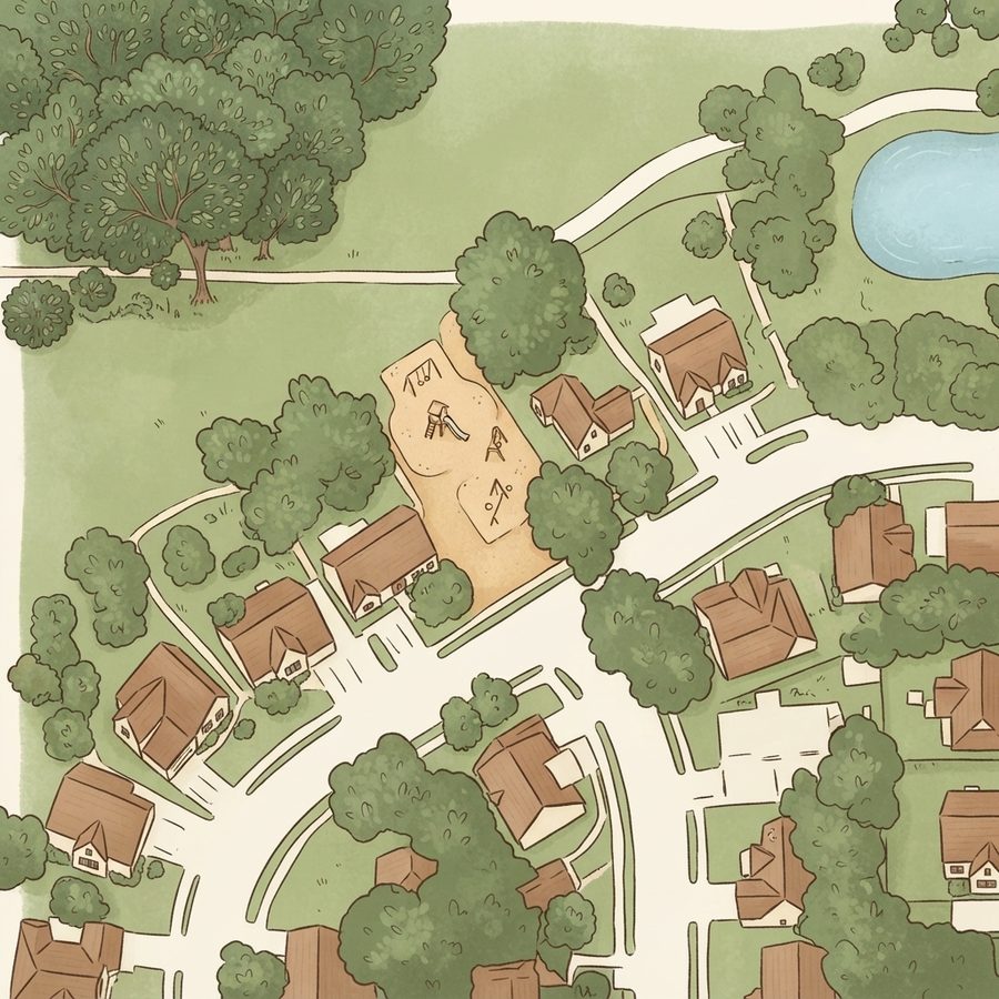 Illustrated map of Corrigan Park