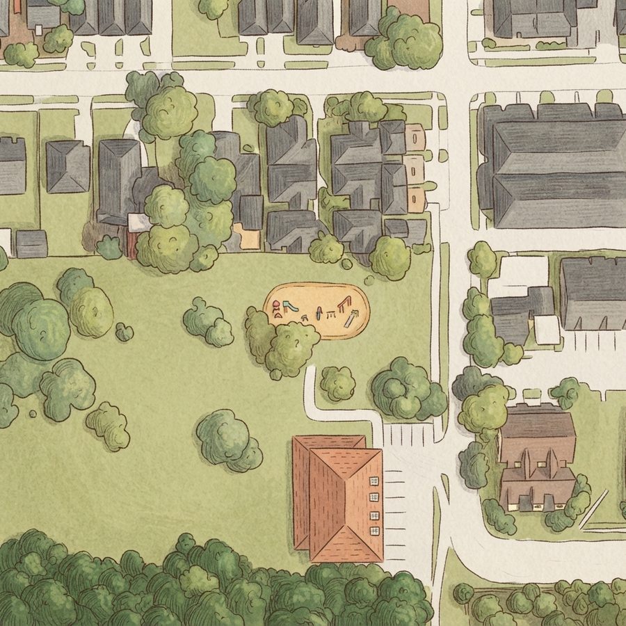 Illustrated map of Cottage Grove Park