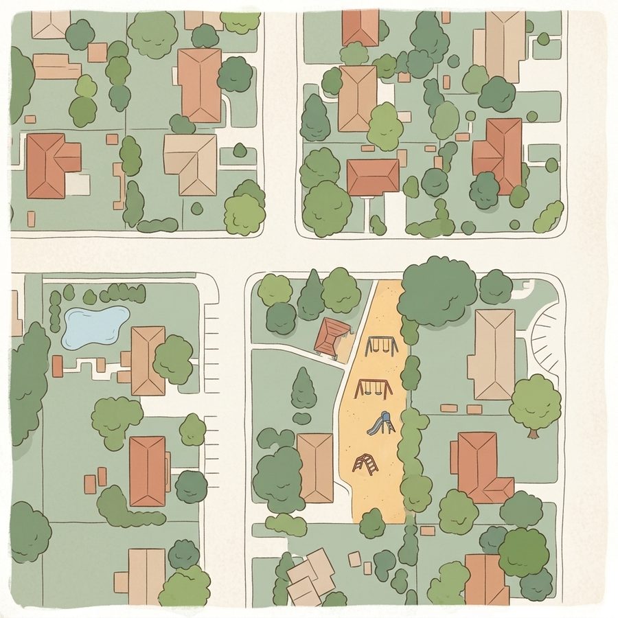 Illustrated map of Cottage Park