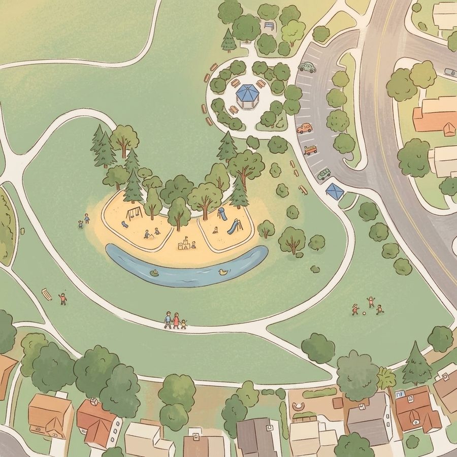 Illustrated map of Cotton Creek Park