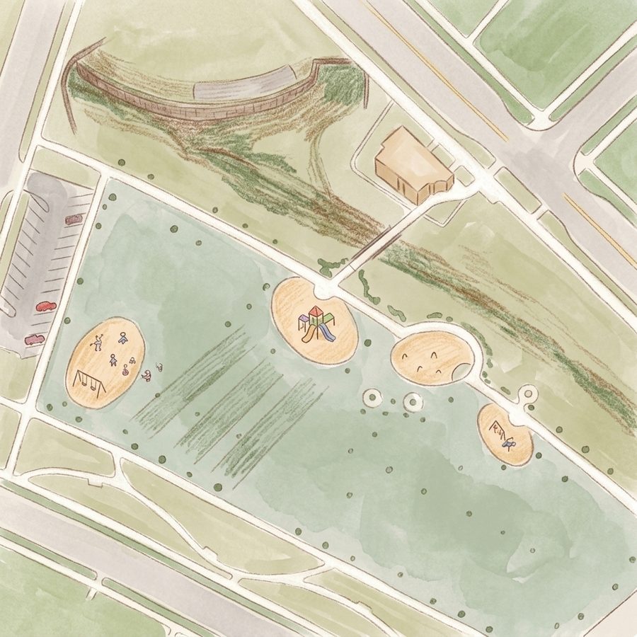 Illustrated map of Cottonwood Gallery Park