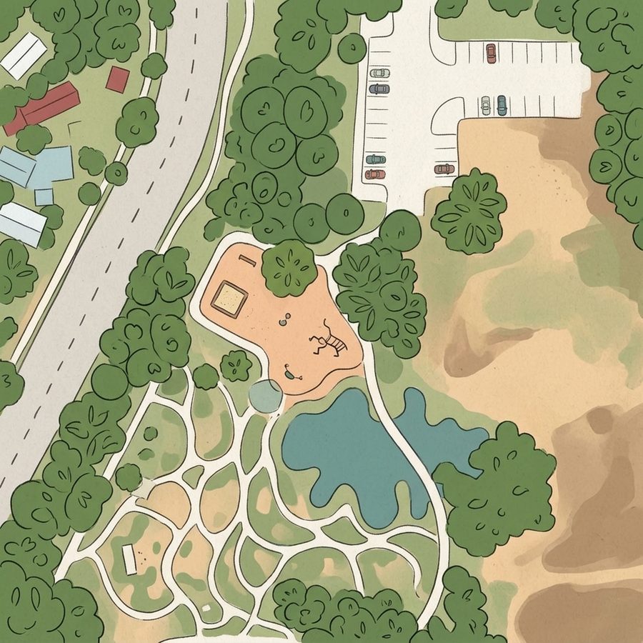 Illustrated map of Cottonwood Park, Louisville, Colorado