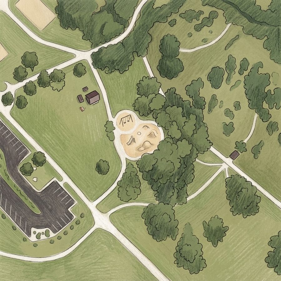 Illustrated map of Cottonwood Park West Playground