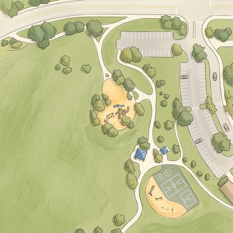 Illustrated map of Cougar Run Park