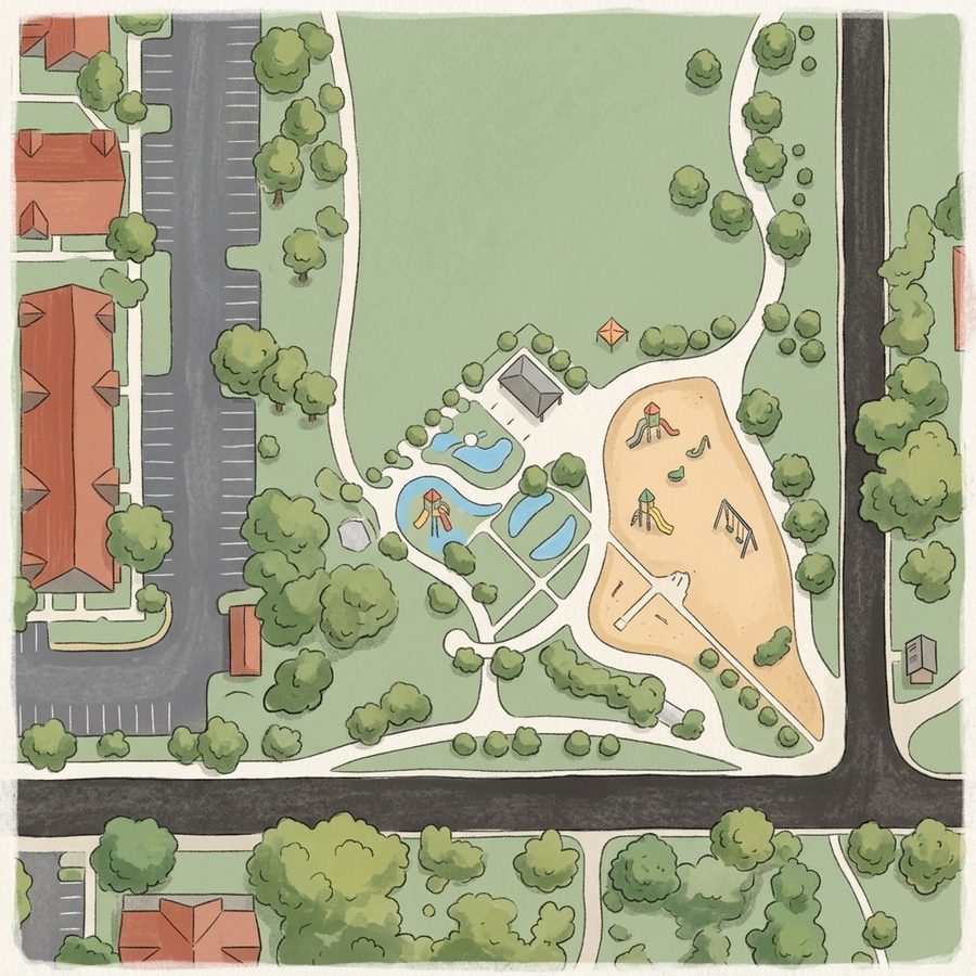 Illustrated map of Country Lane Park