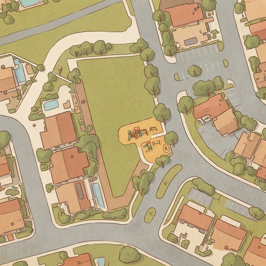 Illustrated map of Cozy Hill Circle Park