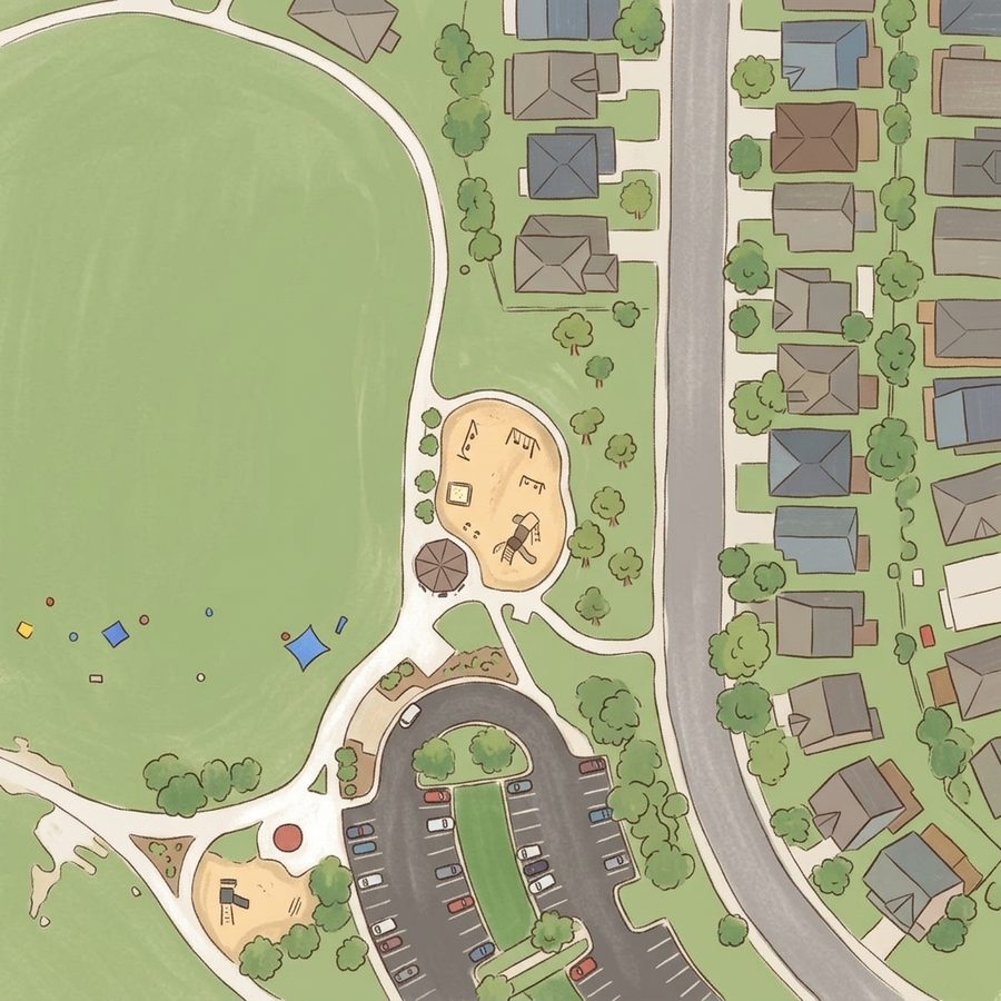 Illustrated map of Creekside Park at the farm