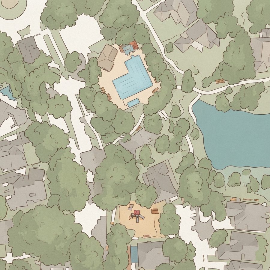 Illustrated map of Crescent Lakes Park