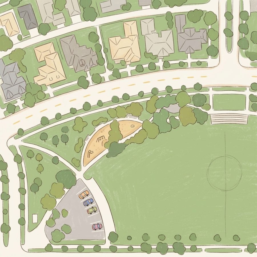 Illustrated map of Crescent Park