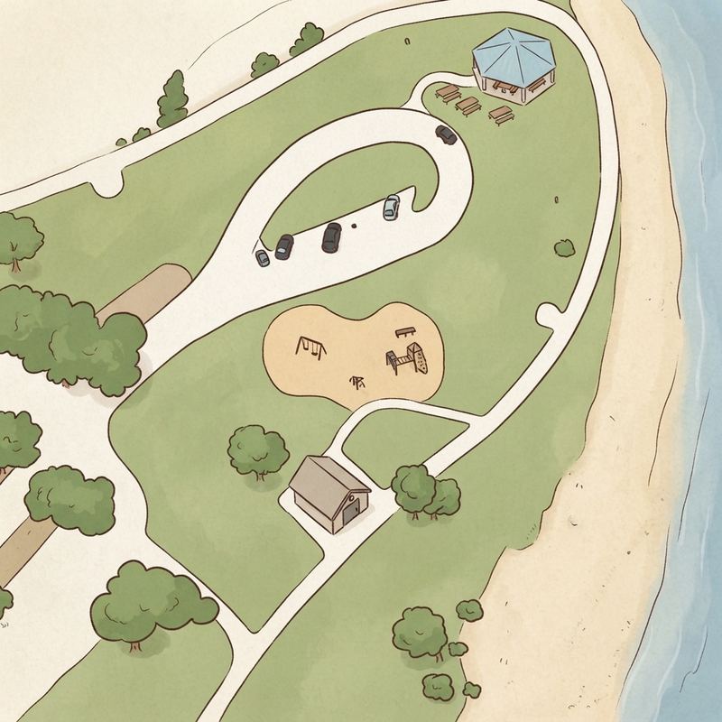Illustrated map of Crown Point Beach