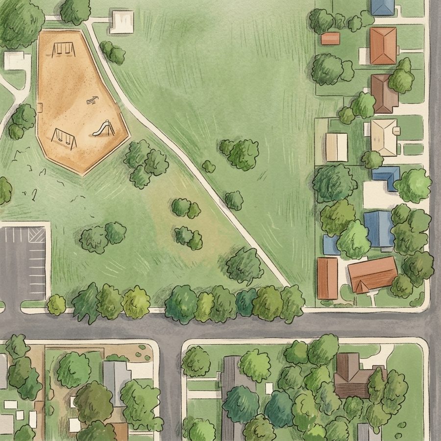 Illustrated map of Cushing Park