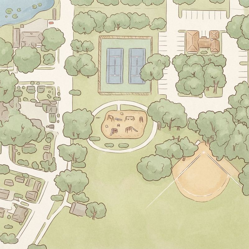 Illustrated map of Custer Park