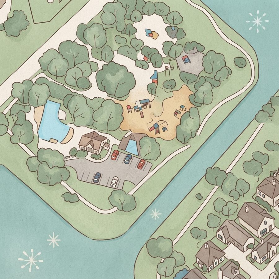 Illustrated map of Cypress Creek Lakes Park
