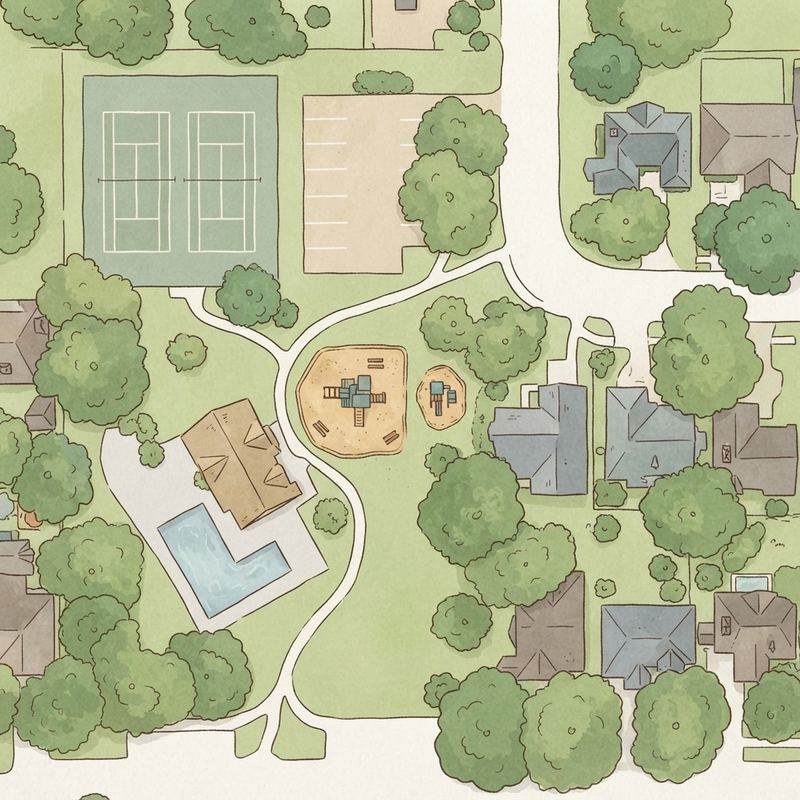 Illustrated map of Cypress Meadows clubhouse