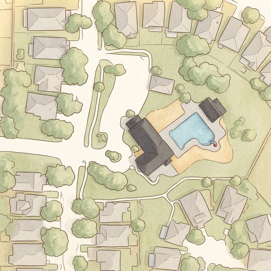 Illustrated map of Cypress Mill Park and Pool