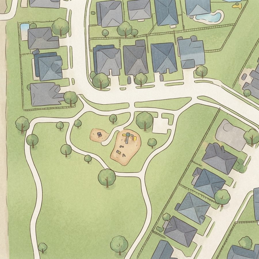 Illustrated map of Cypress Village Neighborhood Park