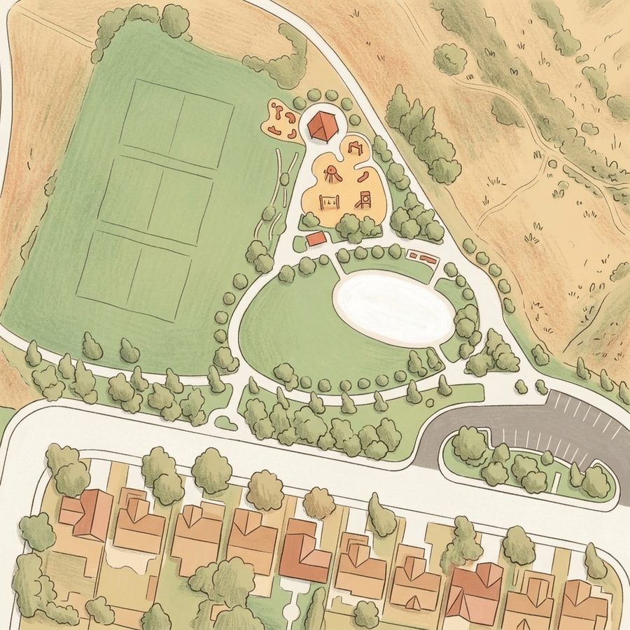 Illustrated map of Dad Clark Park