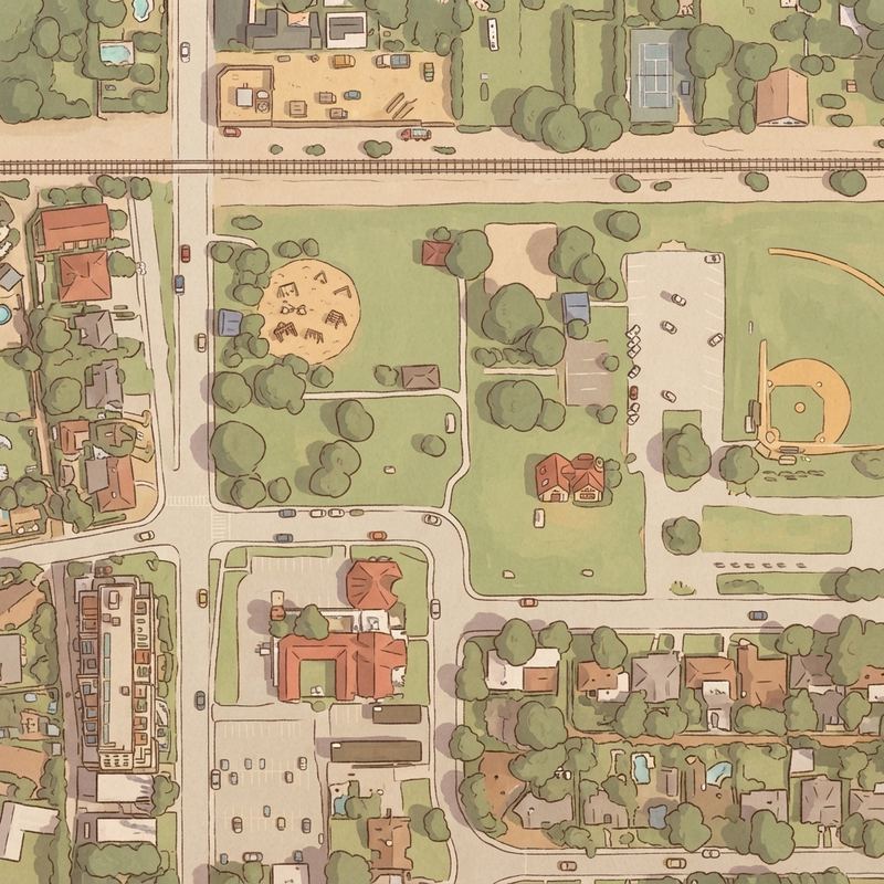 Illustrated map of Daley Park Horseshoe Court