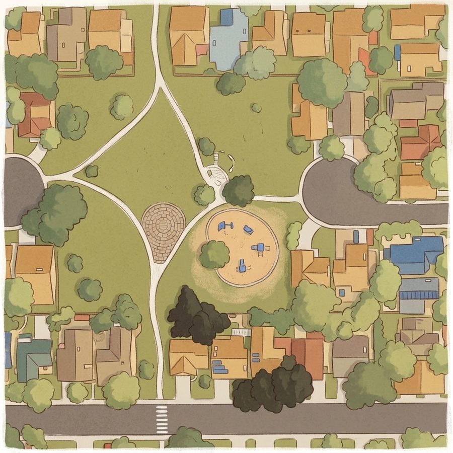 Illustrated map of Dam East Circle 2 Playground