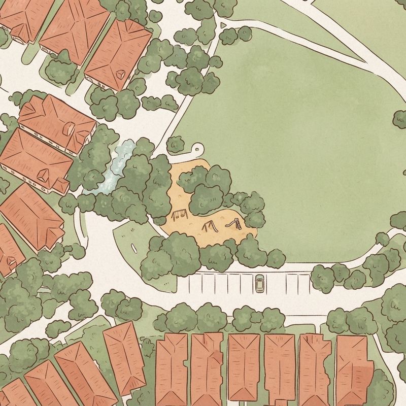 Illustrated map of Dancing Statues Park