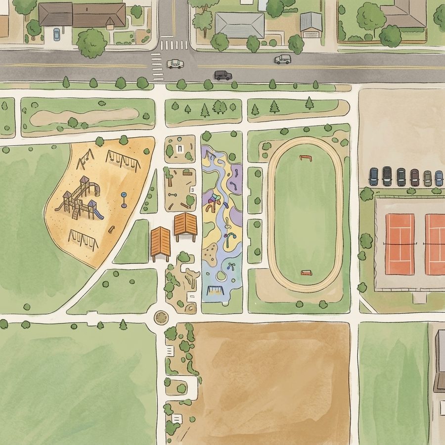 Illustrated map of Daniel Carmichael Park