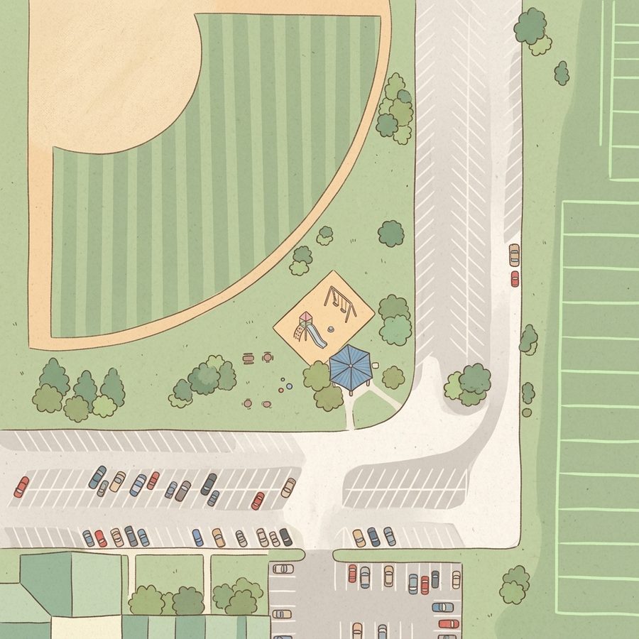 Illustrated map of Daniel L. Schaefer Athletic Complex