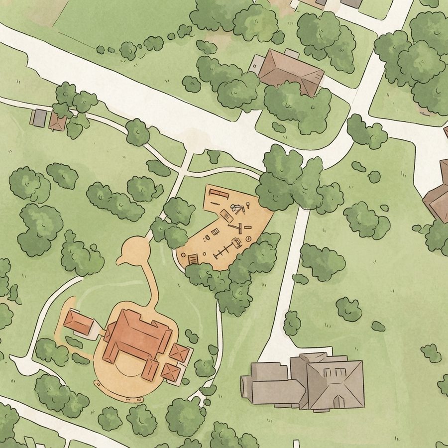 Illustrated map of David G Burnet Park