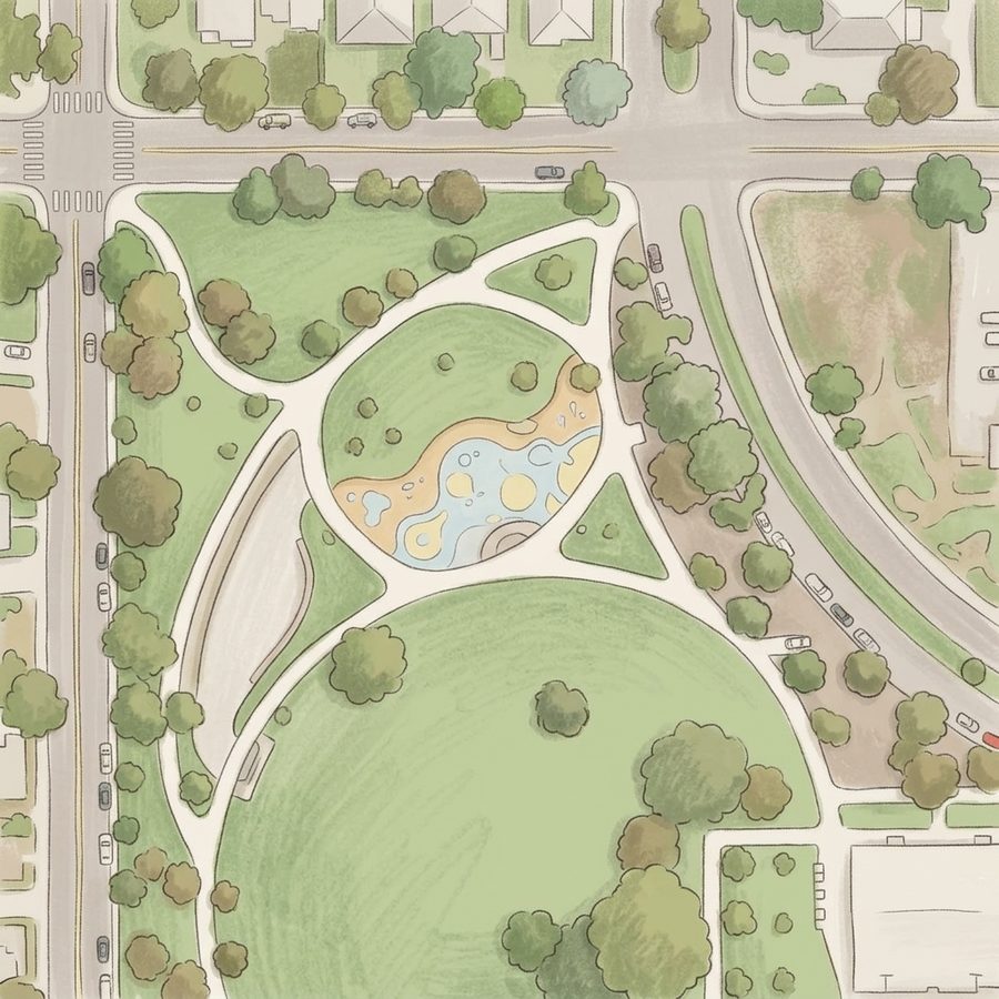 Illustrated map of Dayton Skatepark