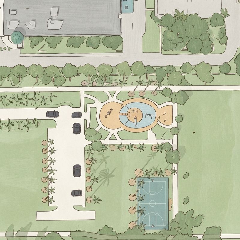 Illustrated map of Debbie Curtin Park