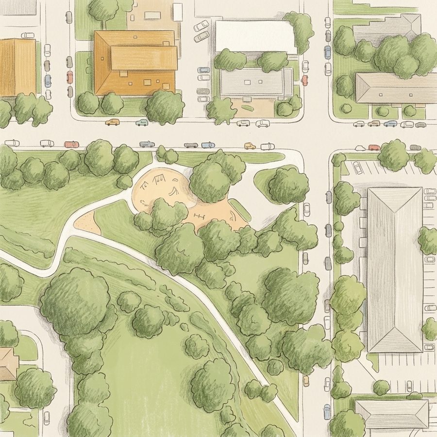 Illustrated map of DeBoer Park